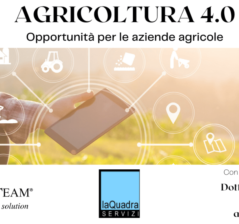 WEBINAR GRATUITO: "AGRICOLTURA 4.0 – LE OPPORTUNITÀ PER LE IMPRESE AGRICOLE"