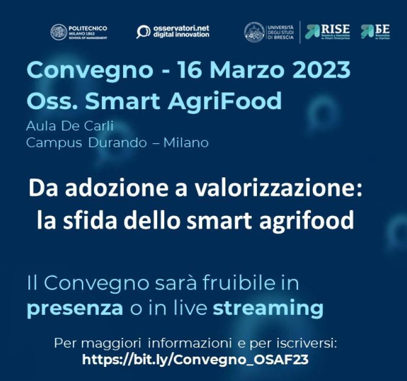 AGRICOLTURA 4.0 E CONVEGNO OSSERVATORIO SMART AGRIFOOD